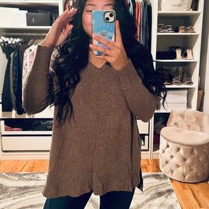 RUBY MOON Brown Knit High Low Sweater